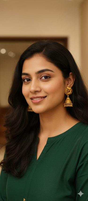 Red Stone Golden Earrings